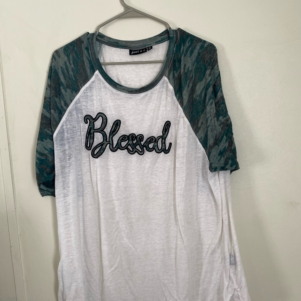 Blessed Graphic Women's Top - Green and White